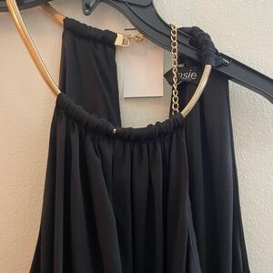 Kensie Black Dress with Gold Chain Accents